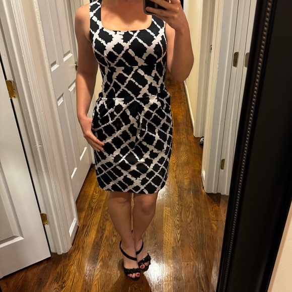 White House Black Market Size 2 XS Black and White Business Work Interview Dress - Picture 1 of 5